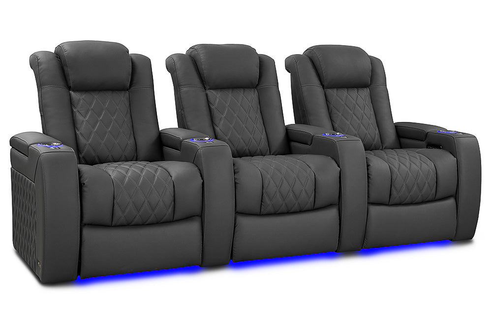 Valencia Tuscany Luxury Leather Home Theater Seating Row of 3, Graphite