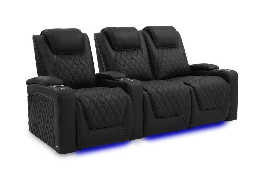 Valencia 2025 New Oslo Luxury Home Theater Seating Row of 3 Loveseat Right, Onyx