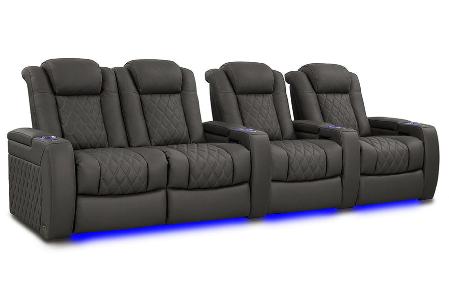 Valencia 2025 New Tuscany XL Luxury Leather Home Theater Seating Row of 4 Loveseat Left, Graphite