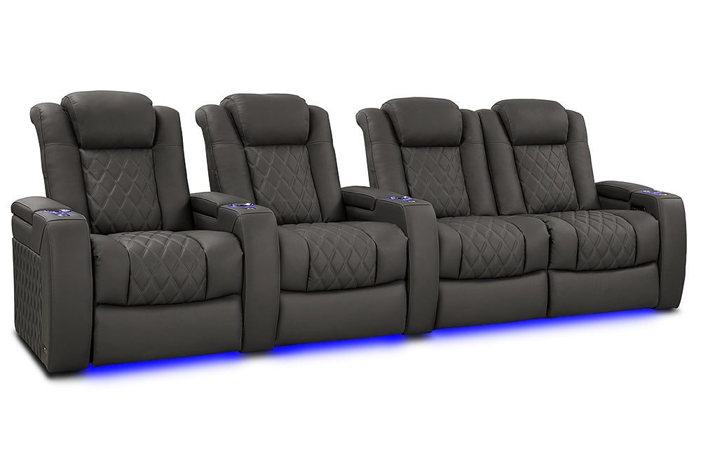 Valencia Tuscany XL Luxury Leather Home Theater Seating Row of 4 Loveseat Right, Graphite