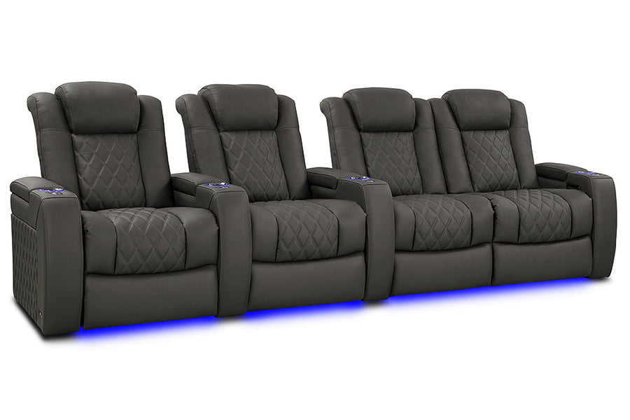 Valencia 2025 New Tuscany XL Luxury Leather Home Theater Seating Row of 4 Loveseat Right, Graphite