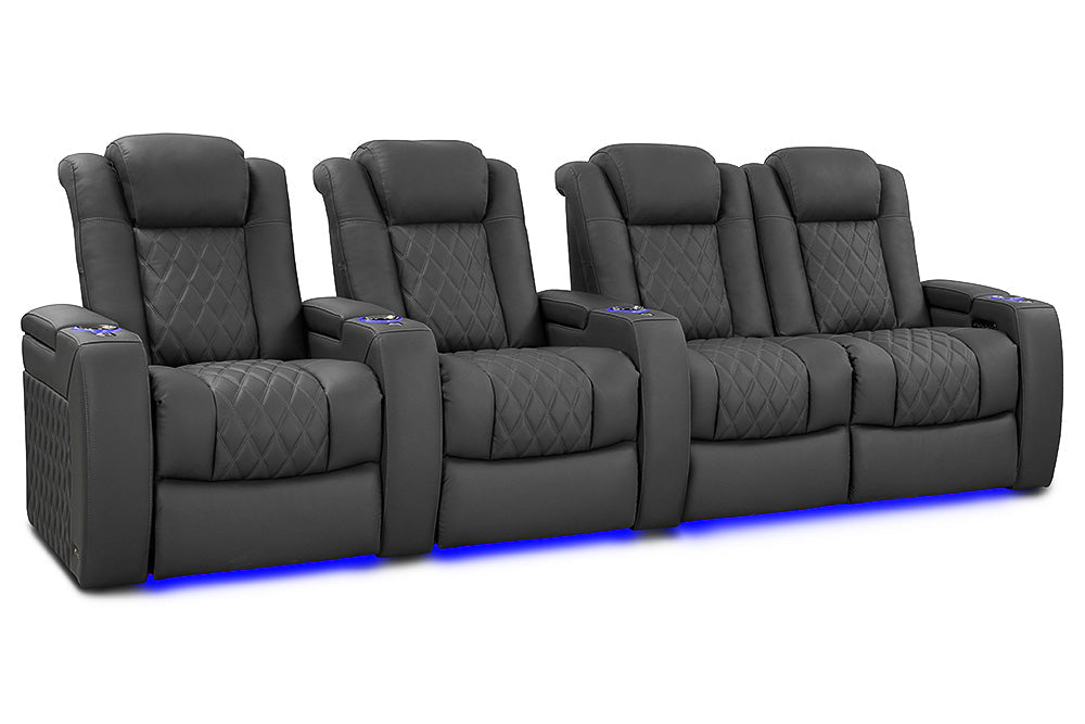 Valencia 2025 New Tuscany Luxury Leather Home Theater Seating Row of 4 Loveseat Right, Graphite