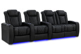 Valencia 2025 New Tuscany Luxury Leather Home Theater Seating Row of 4 Loveseat Right, Onyx
