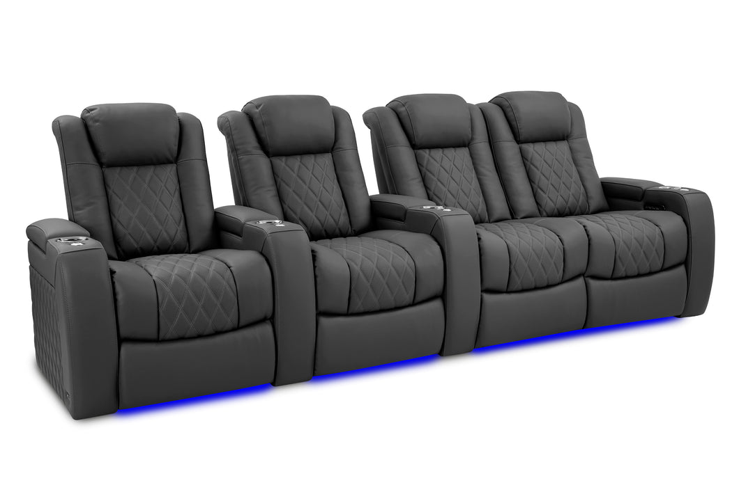 Valencia 2025 New Tuscany Ultimate Luxury Leather Home Theater Seating Row of 4 Loveseat Right, Graphite