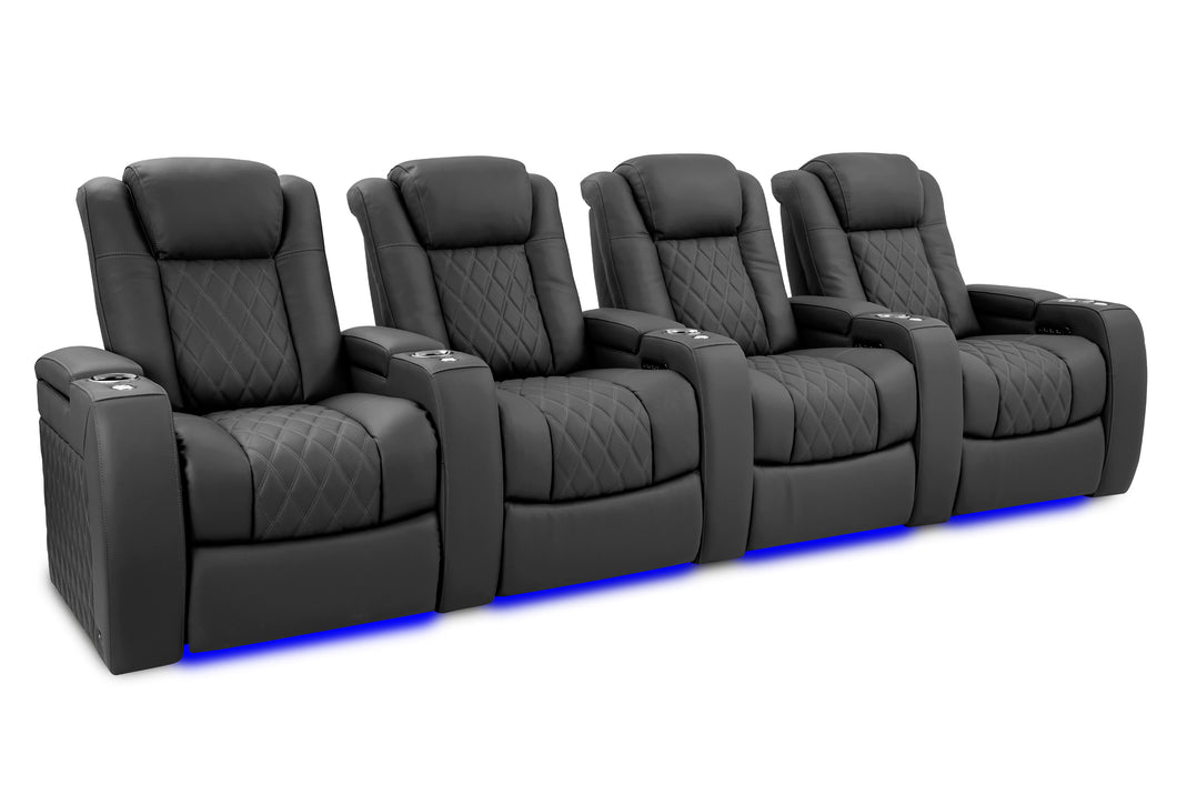 Valencia 2025 New Tuscany Ultimate Luxury Leather Home Theater Seating Row of 4, Graphite
