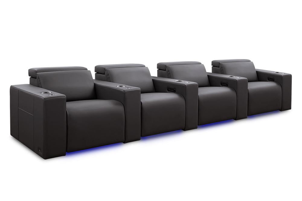 Valencia Barcelona Grand Ultimate Leather Home Theater Seating Row of 4, Graphite