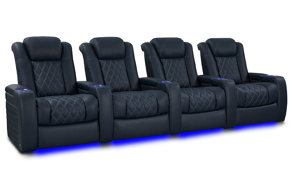 Valencia 2025 New Tuscany XL Luxury Leather Home Theater Seating Row of 4, Moonlight Blue