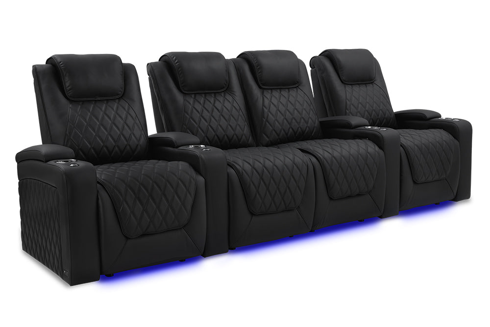 Valencia 2025 New Oslo Luxury Home Theater Seating Row of 4 Loveseat Center, Onyx