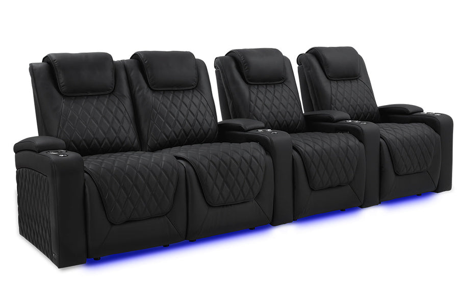 Valencia 2025 New Oslo Luxury Home Theater Seating Row of 4 Loveseat Left, Onyx
