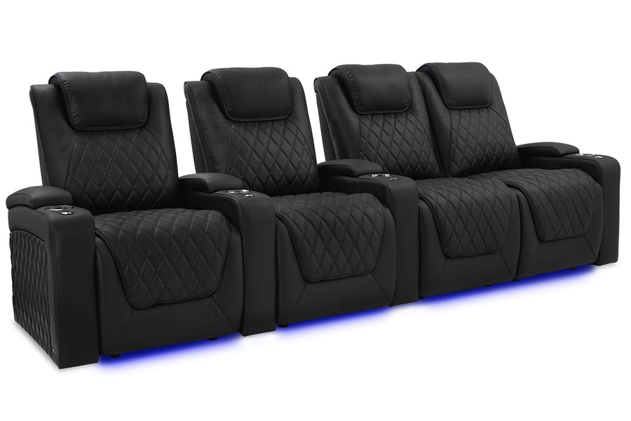 Valencia 2025 New Oslo Luxury Home Theater Seating Row of 4 Loveseat Right, Onyx