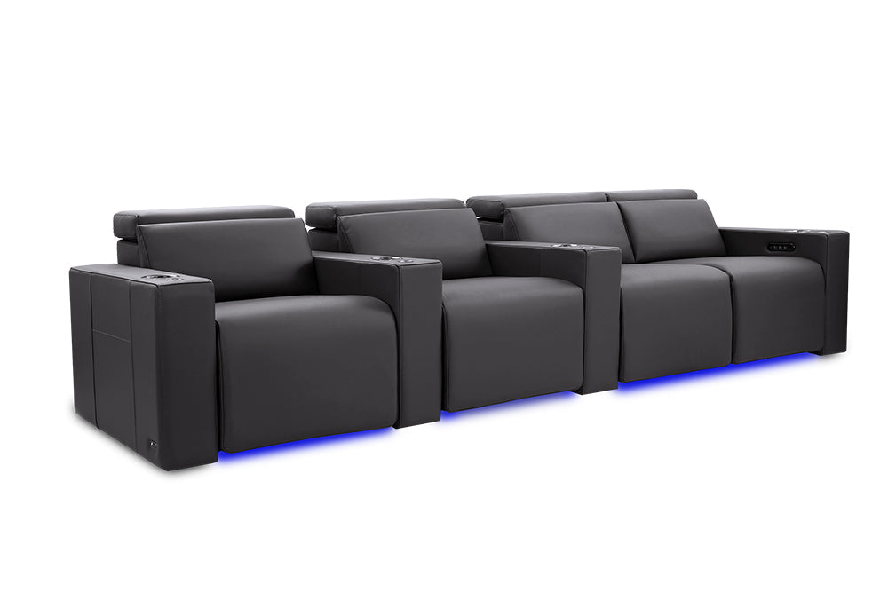 Valencia Barcelona Ultimate Leather Home Theater Seating Row of 4 Loveseat Right, Graphite