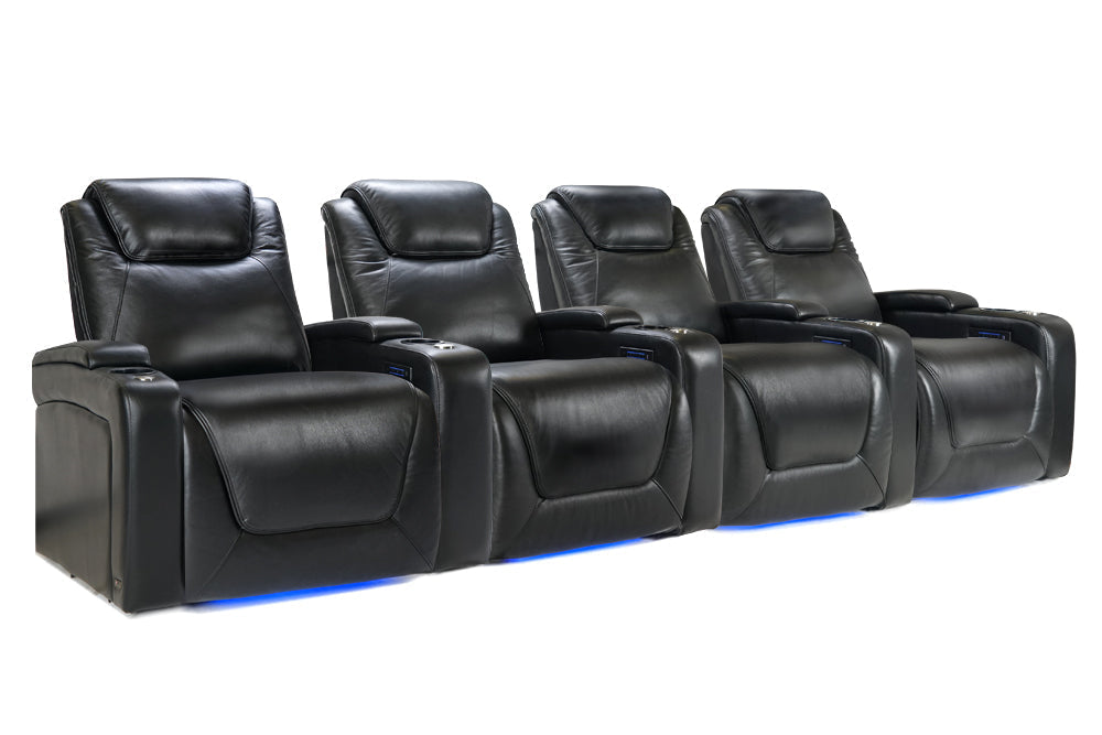 Valencia Oslo Modern XL Home Theater Seating Row of 4, Midnight Black