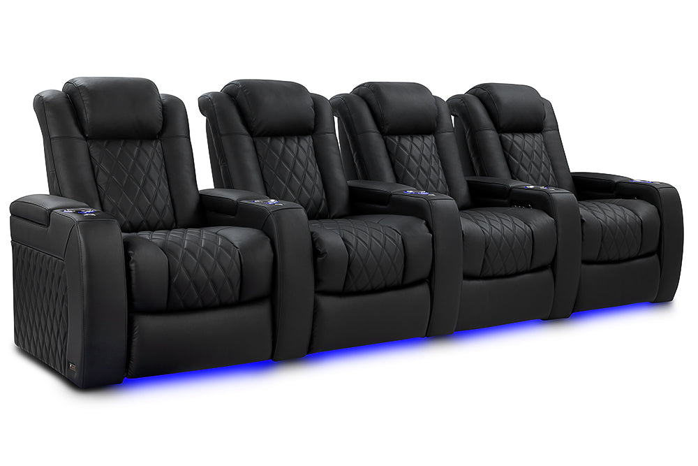 Valencia Tuscany Luxury Leather Home Theater Seating Row of 4, Onyx