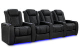 Valencia 2025 New Tuscany Luxury Leather Home Theater Seating Row of 4, Onyx