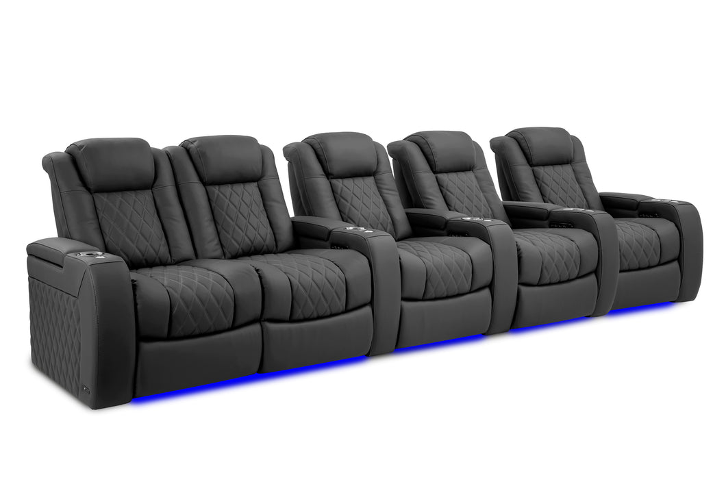 Valencia Tuscany Ultimate Luxury Leather Home Theater Seating Row of 5 Loveseat Left, Graphite