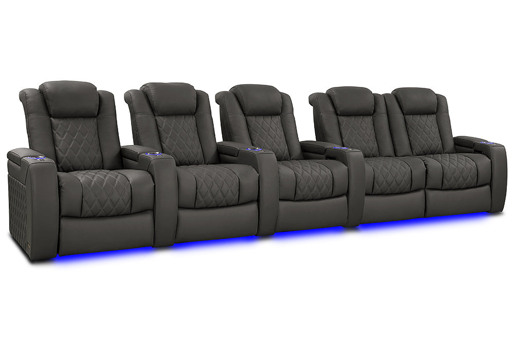Valencia 2025 New Tuscany XL Luxury Leather Home Theater Seating Row of 5 Loveseat Right, Graphite