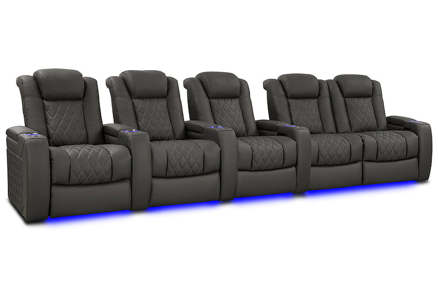 Valencia 2025 New Tuscany XL Luxury Leather Home Theater Seating Row of 5 Loveseat Right, Graphite