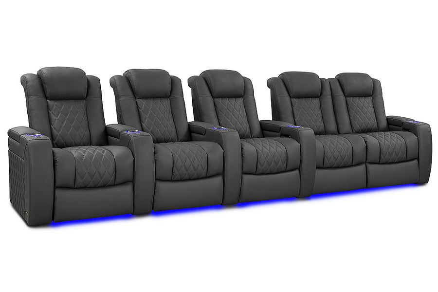 Valencia 2025 New Tuscany Luxury Leather Home Theater Seating Row of 5 Loveseat Right, Graphite