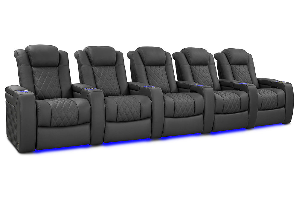 Valencia 2025 New Tuscany Luxury Leather Home Theater Seating Row of 5, Graphite