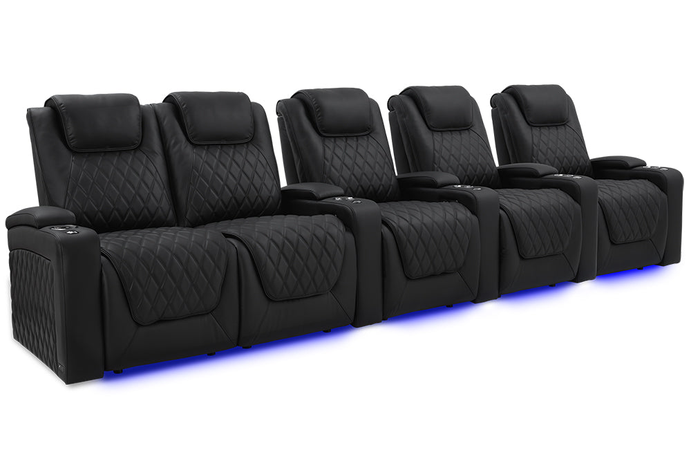 Valencia 2025 New Oslo Luxury Home Theater Seating Row of 5 Loveseat Left, Onyx