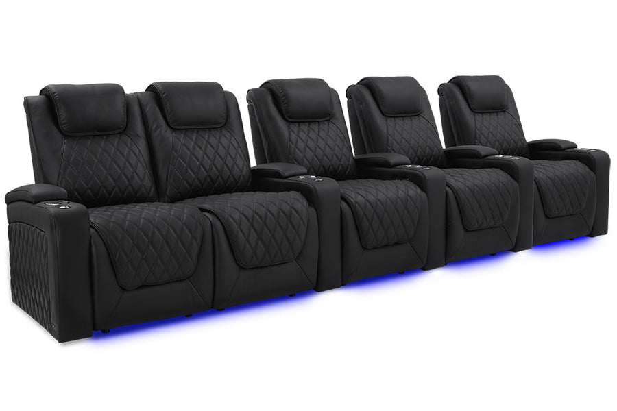 Valencia 2025 New Oslo Luxury Home Theater Seating Row of 5 Loveseat Left, Onyx