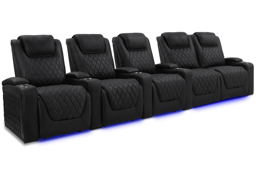 Valencia 2025 New Oslo Luxury Home Theater Seating Row of 5 Loveseat Right, Onyx