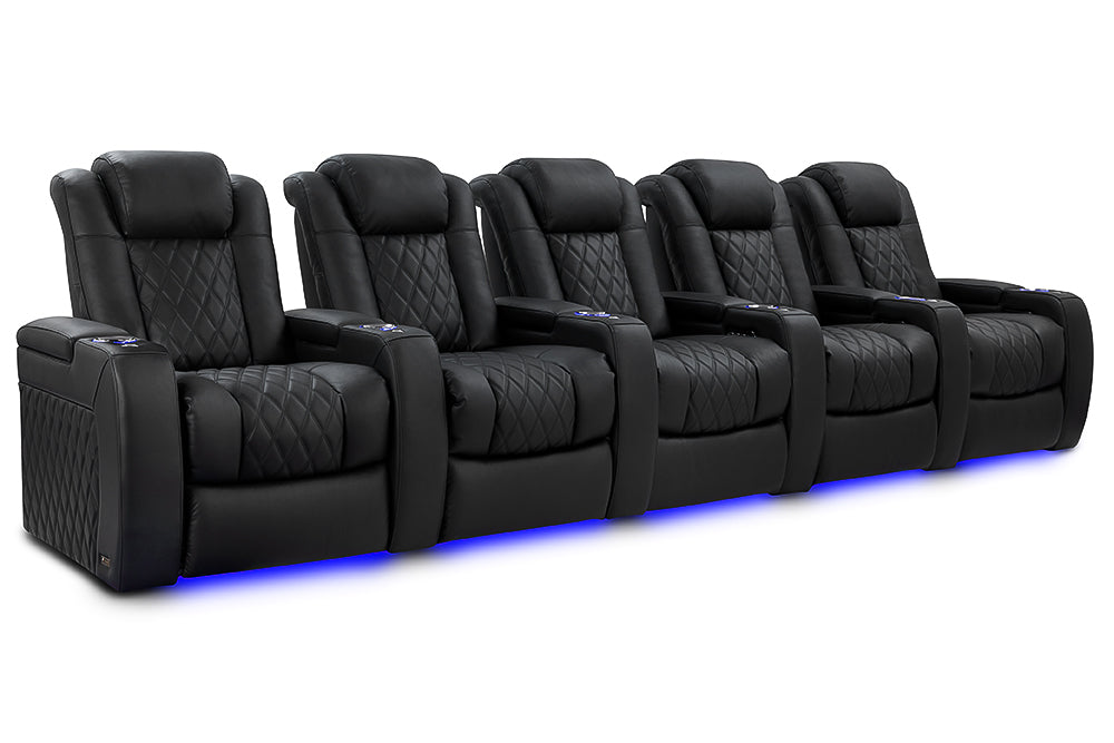 Valencia 2025 New Tuscany Luxury Leather Home Theater Seating Row of 5, Onyx
