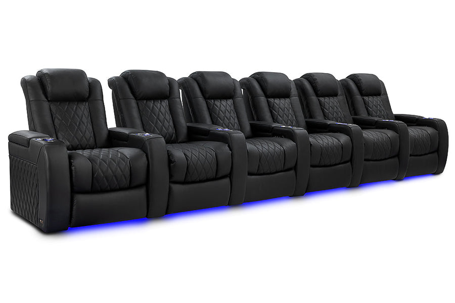 Valencia 2025 New Tuscany Luxury Leather Home Theater Seating Row of 6, Onyx