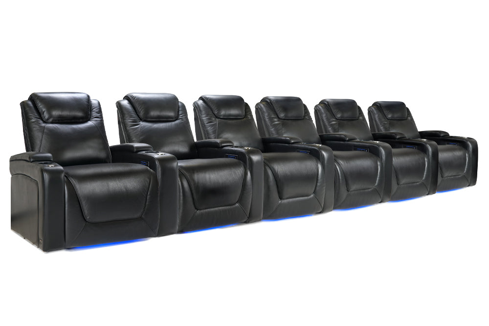 Valencia Oslo Modern XL Home Theater Seating Row of 6, Midnight Black