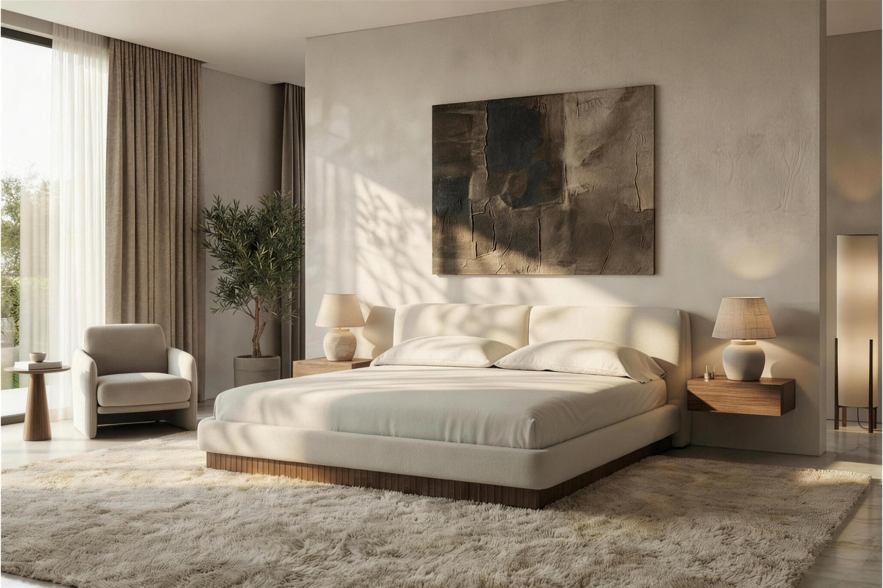 Rhythm Fabric Upholstered Bed Frame