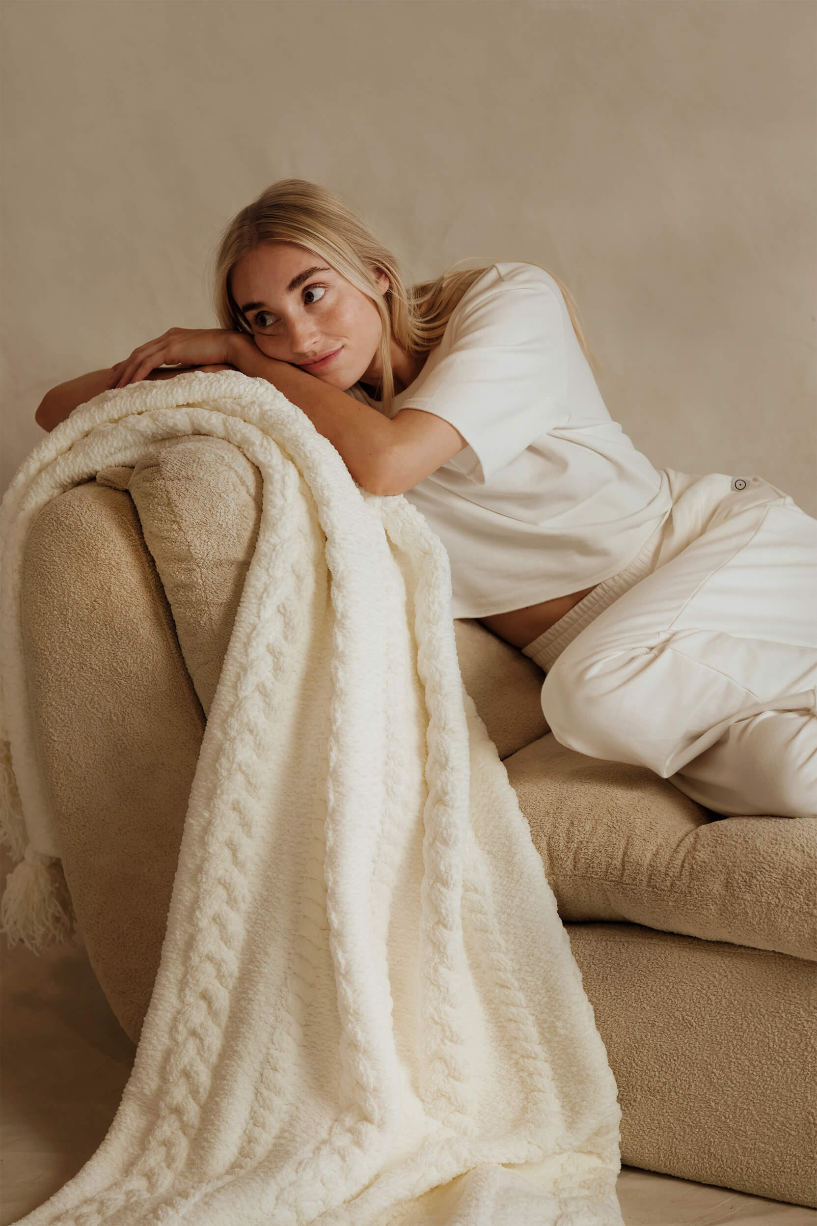 Braided Pom Pom Throw