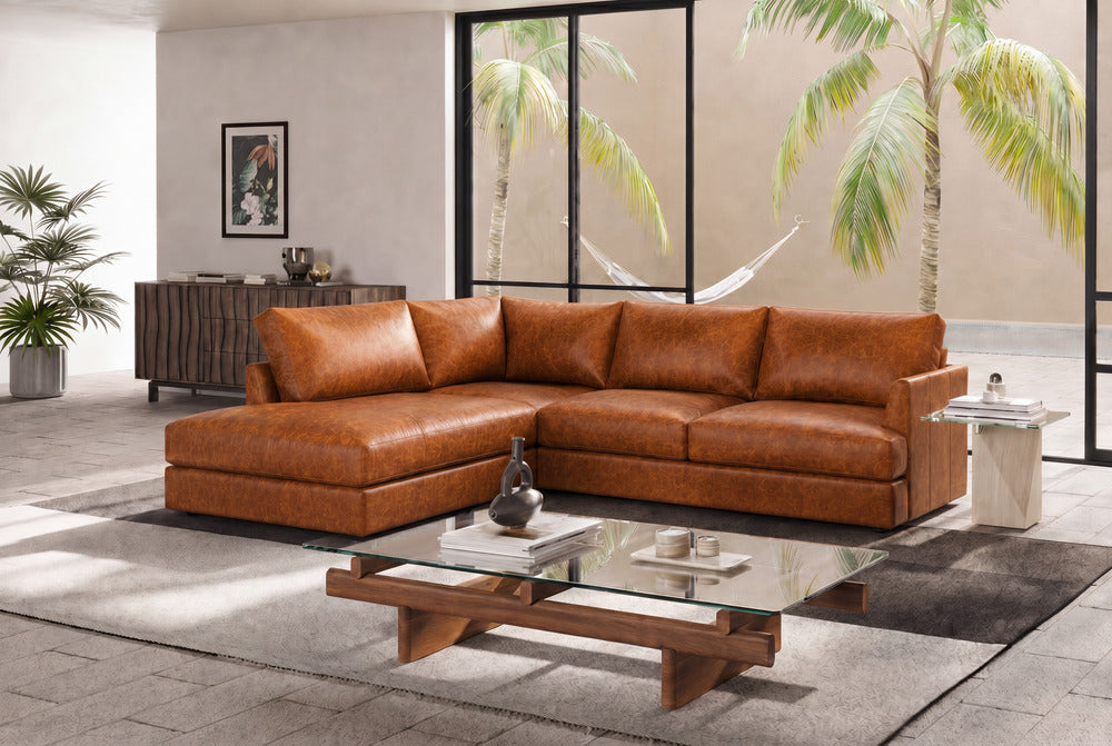 Serena Distressed Leather Sectional Sofa