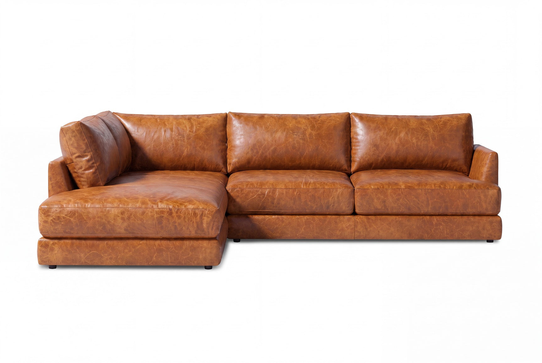 Serena Distressed Leather Sectional Sofa