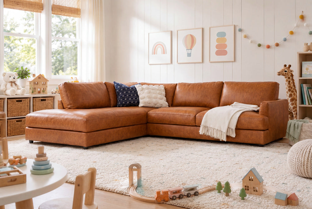 Serena Distressed Leather Sectional Sofa