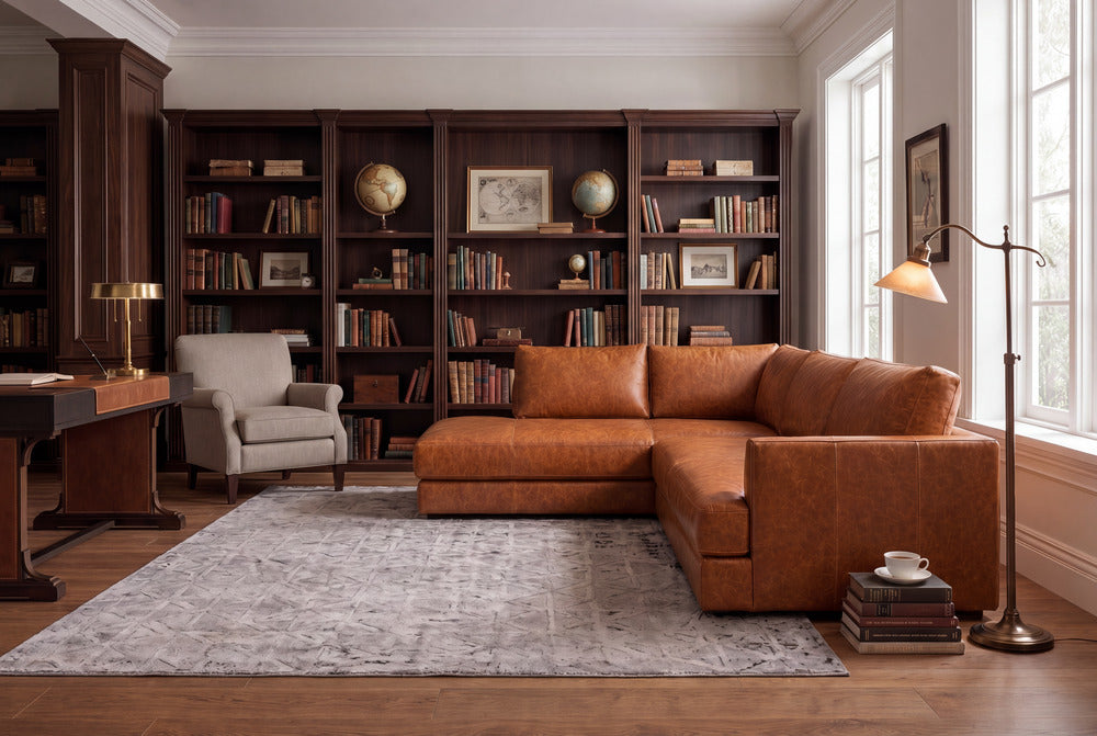 Serena Distressed Leather Sectional Sofa