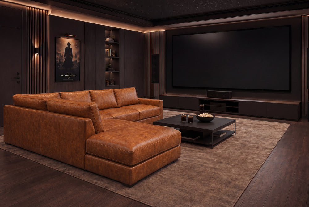 Serena Distressed Leather Sectional Sofa