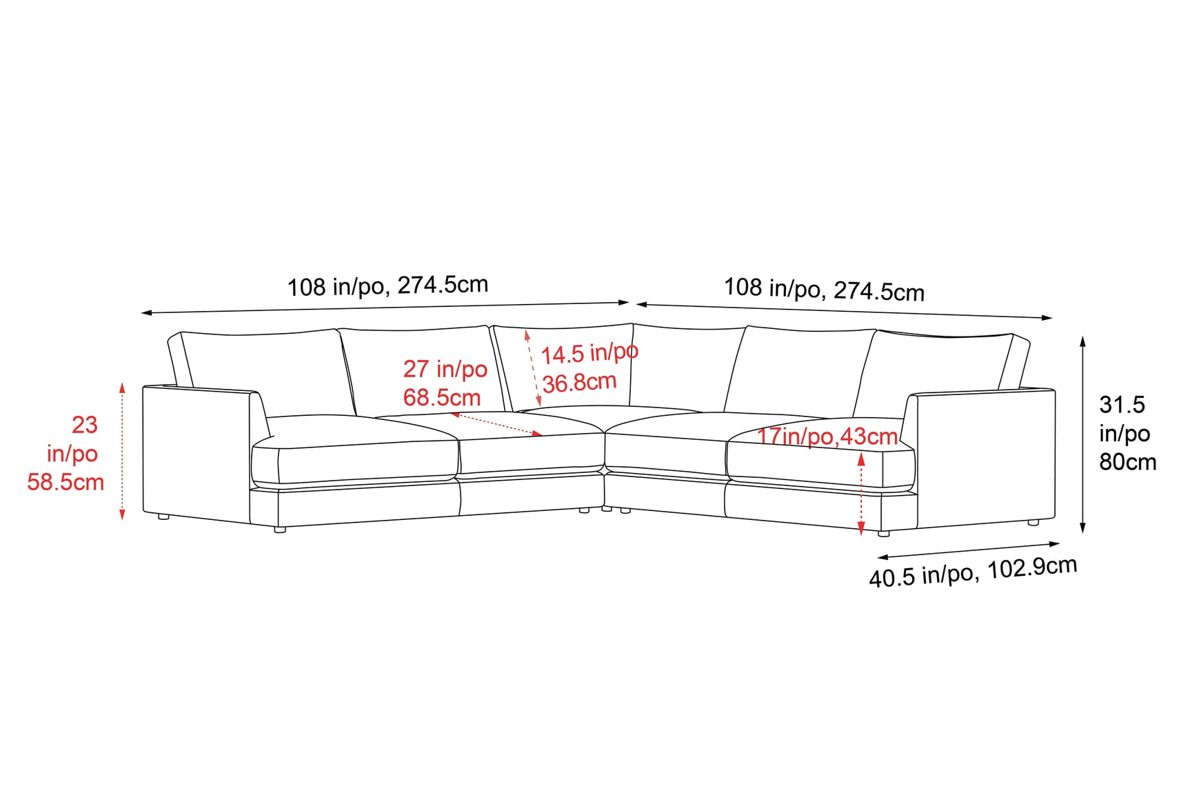 Serena Leather Corner Sectional Sofa