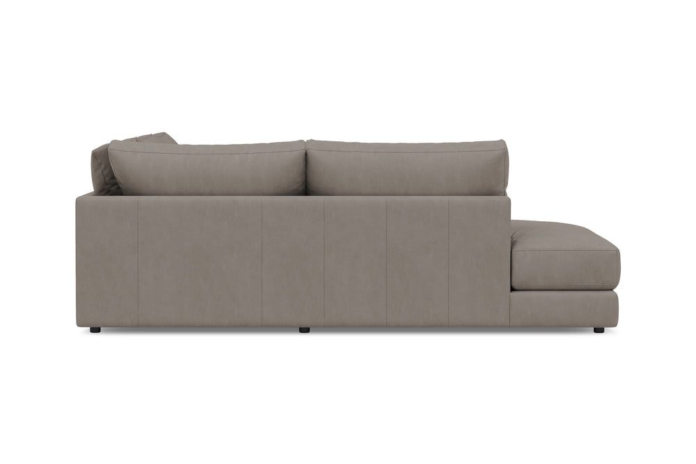 Valencia Serena Leather 2-Piece Left Bumper Chaise Sectional Sofa, Light Grey