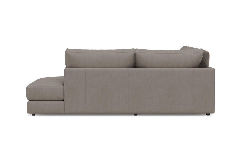 Valencia Serena Leather 2-Piece Right Bumper Chaise Sectional Sofa, Light Grey