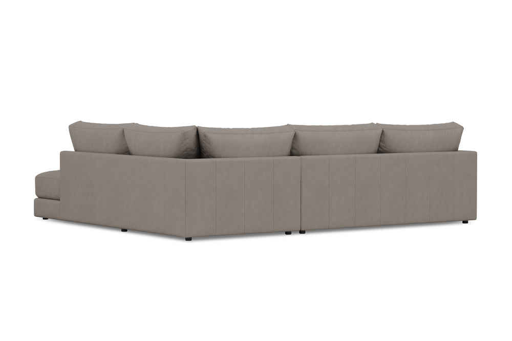 Valencia Serena Leather 2-Piece Right Bumper Chaise Sectional Sofa, Light Grey