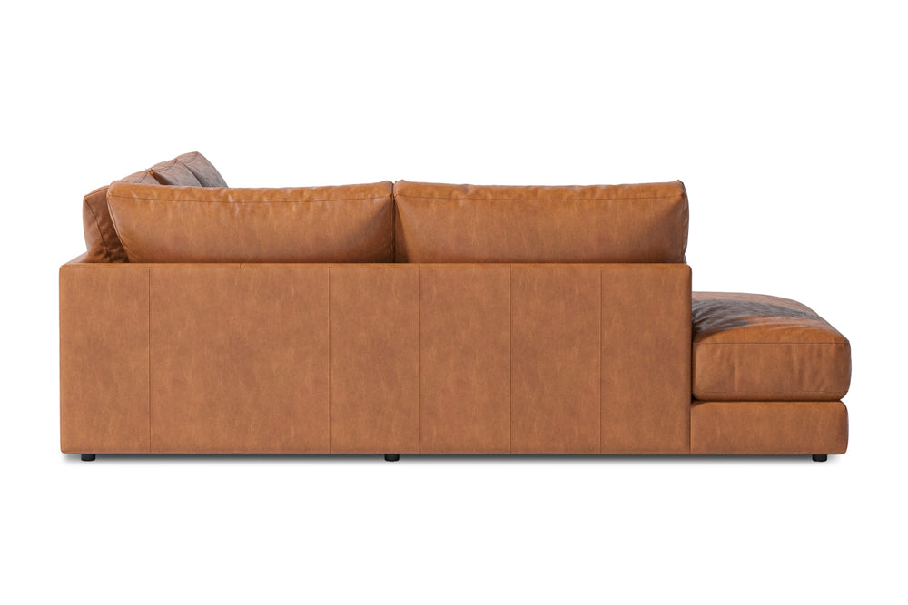 Valencia Serena Leather 2-Piece Left Bumper Chaise Sectional Sofa, Cognac