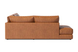 Valencia Serena Leather 2-Piece Left Bumper Chaise Sectional Sofa, Cognac