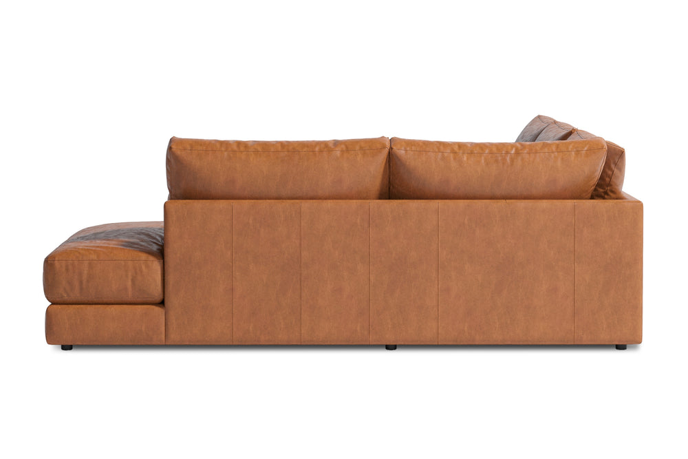 Valencia Serena Leather 2-Piece Right Bumper Chaise Sectional Sofa, Cognac