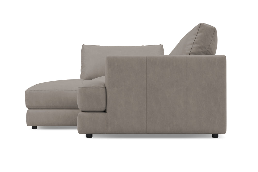 Valencia Serena Leather Three Seats with Left Chaise Sectional Sofa, Light Grey