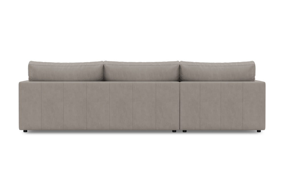 Valencia Serena Leather Three Seats with Left Chaise Sectional Sofa, Light Grey