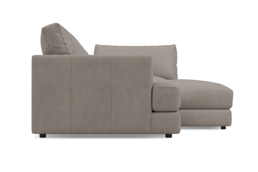 Valencia Serena Leather Three Seats with Right Chaise Sectional Sofa, Light Grey