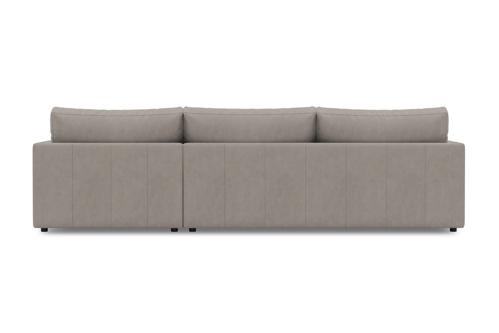 Valencia Serena Leather Three Seats with Right Chaise Sectional Sofa, Light Grey