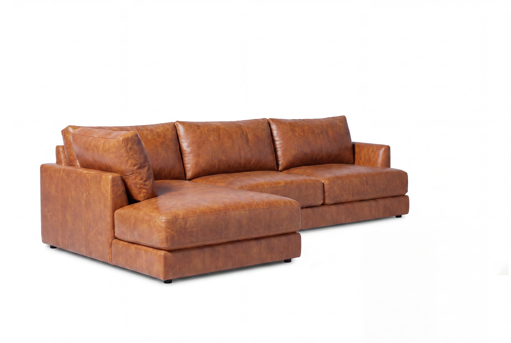 Serena Distressed Leather Sectional Sofa