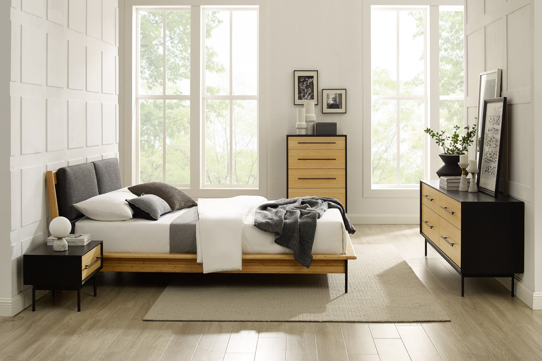 Santa Cruz Fabric Upholstered Bamboo Bed Frame