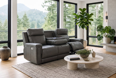 Sonora Immersive Audio Leather Dual Recliner Sofa with Console